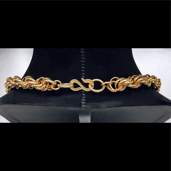 Chainmaille Gold-Tone Solid Rope Chain Necklace - Picture 5 of 6